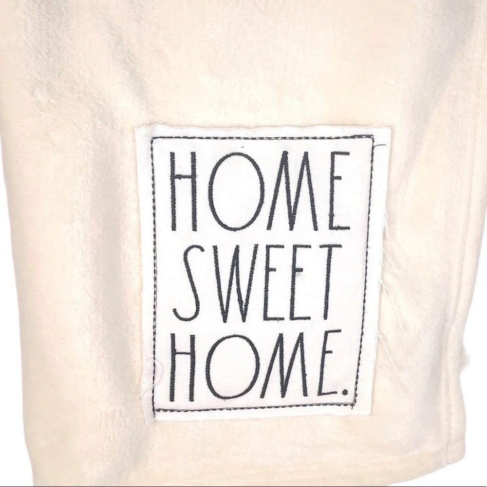 Rae Dunn Home Sweet Home Throw Blanket Cream 50x60
